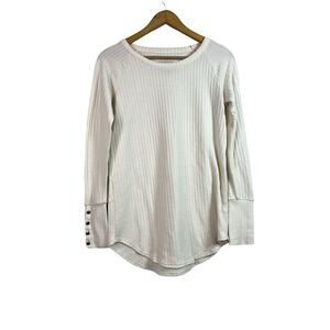 Chaser Ivory Long Sleeve Button Round Neck  Thermal Shirt Size Small